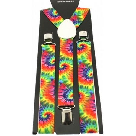 Regenboog hippie bretels multicolours - One size - Zacs Alter Ego